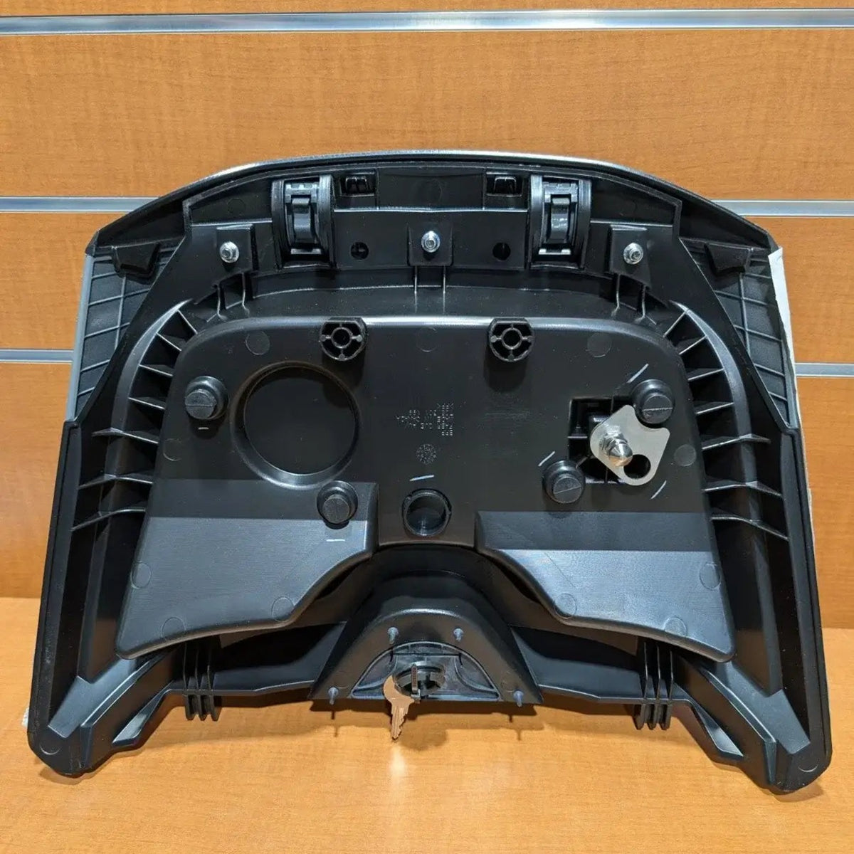 Can-Am Spyder F3 OEM mono seat cowl cover rear underside view with key ignition 708201054