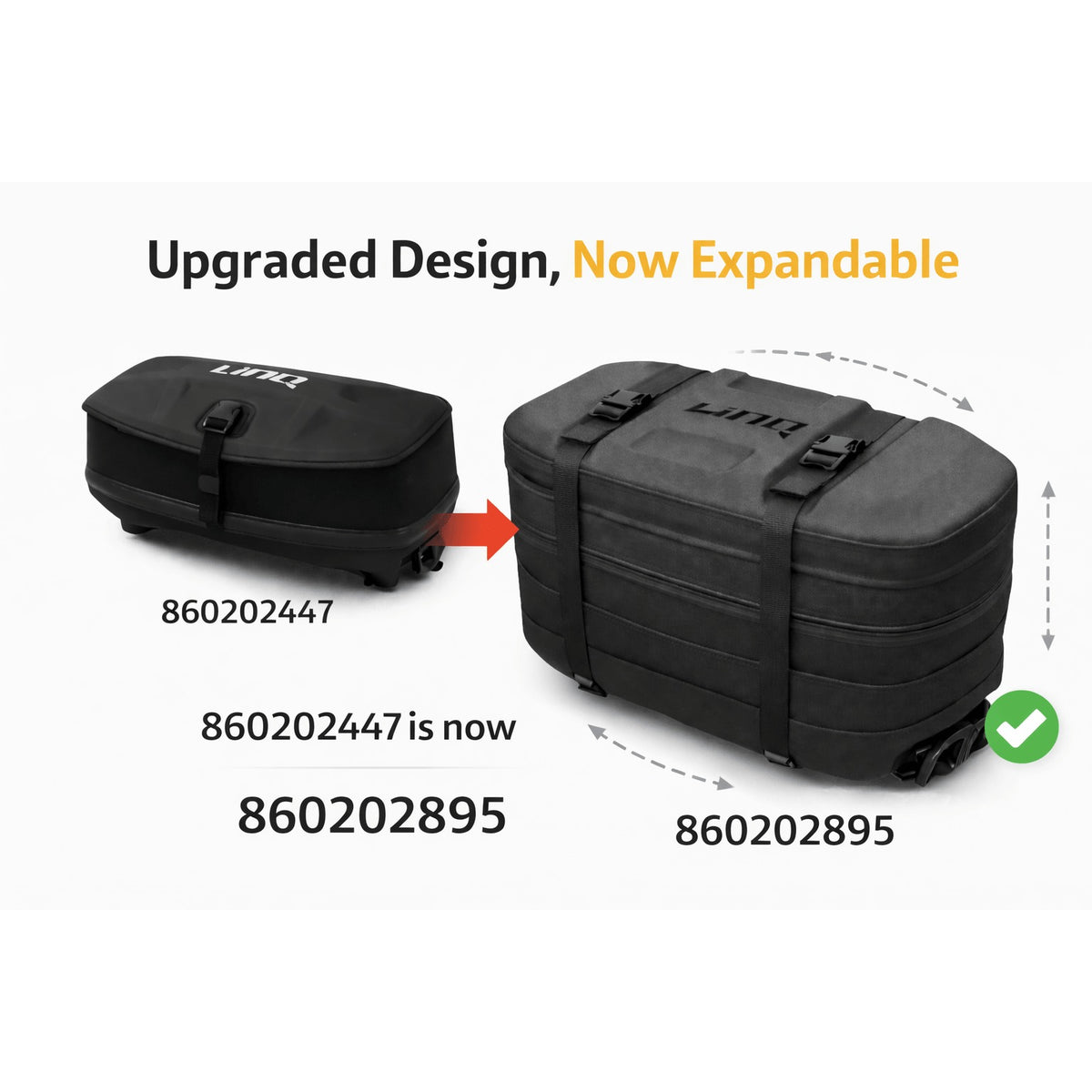 Ski-Doo Can-am LinQ 4.5 US Gal (17 L) Sport Bag for Multi Product Fitment - NOW EXPANDABLE NEW DESIGN Black