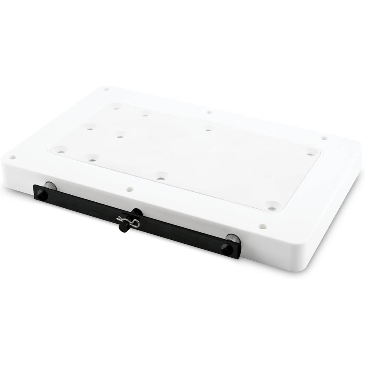 Minn Kota Quest RTA-55 white quick release bracket with black locking mount, top view