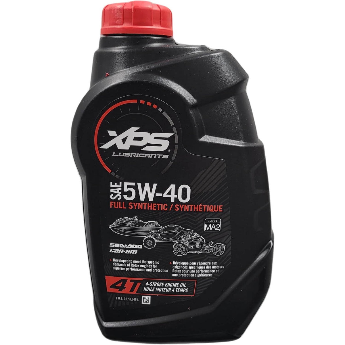 XPS 4T 5W-40 full synthetic engine oil bottle for Sea-Doo and Can-Am 1 quart