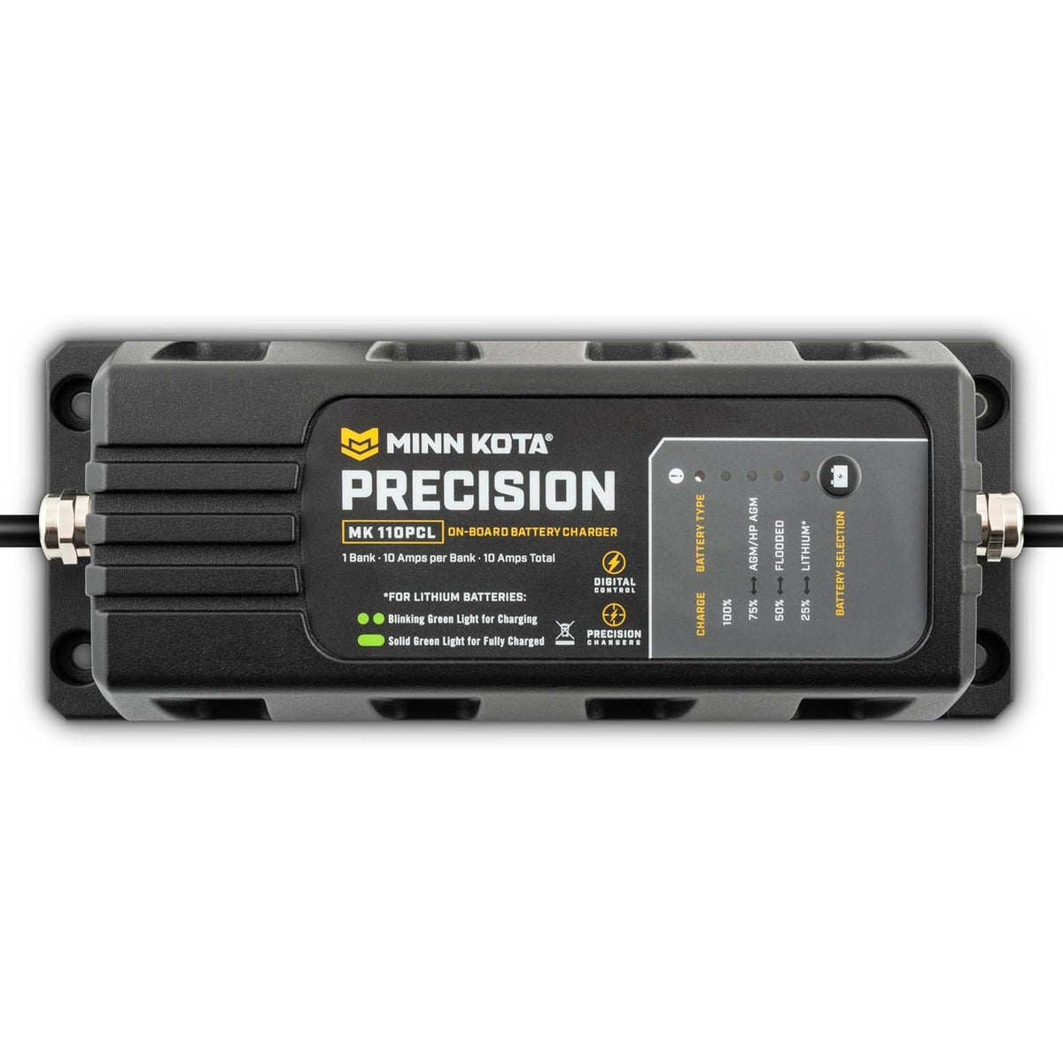 Minn Kota Precision MK 110PCL 1-bank 10 amp on-board battery charger front view