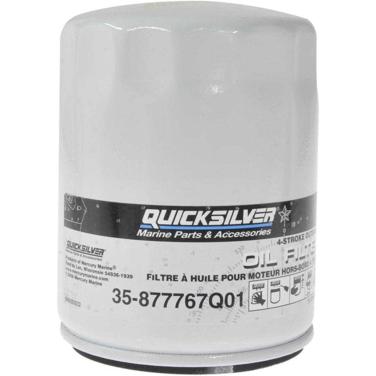Filtre à huile Quicksilver Mercury Verado 4 cylindres en ligne 135-200 CV hors-bord - 877767Q01