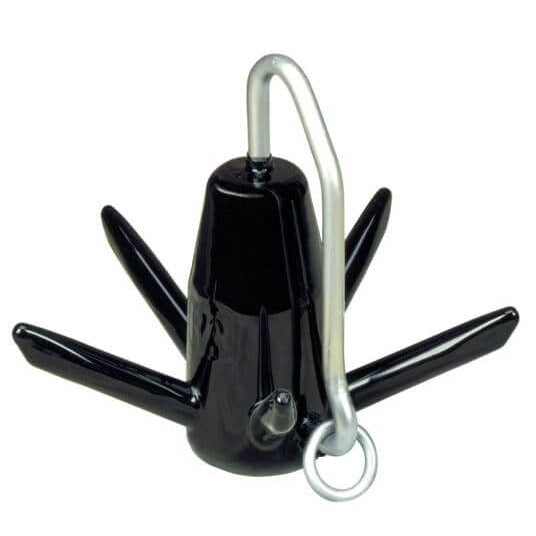 Richter black 25lb folding boat anchor with steel hook for boats up to 30 ft