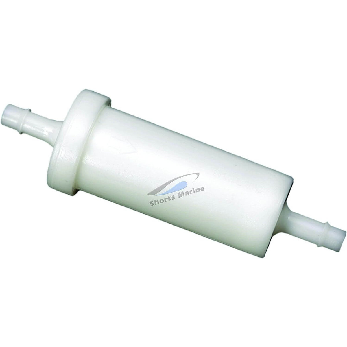 White inline fuel filter for Mercury Mariner 8-15hp FourStroke outboards, 1/4 inch barb fittings