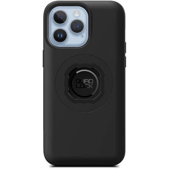 Quad Lock MAG Case black iPhone 14 Pro Max with mounting dock rear view