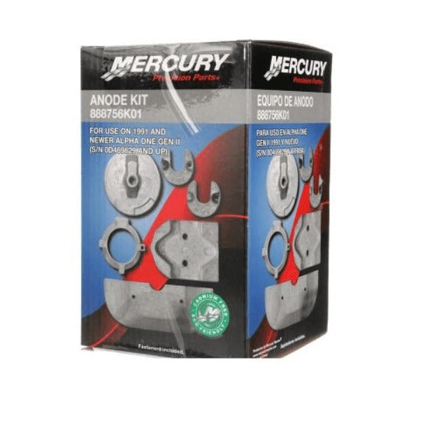 Mercury Marine aluminum anode kit box 888756K01 for 1991 and newer Alpha One Gen II