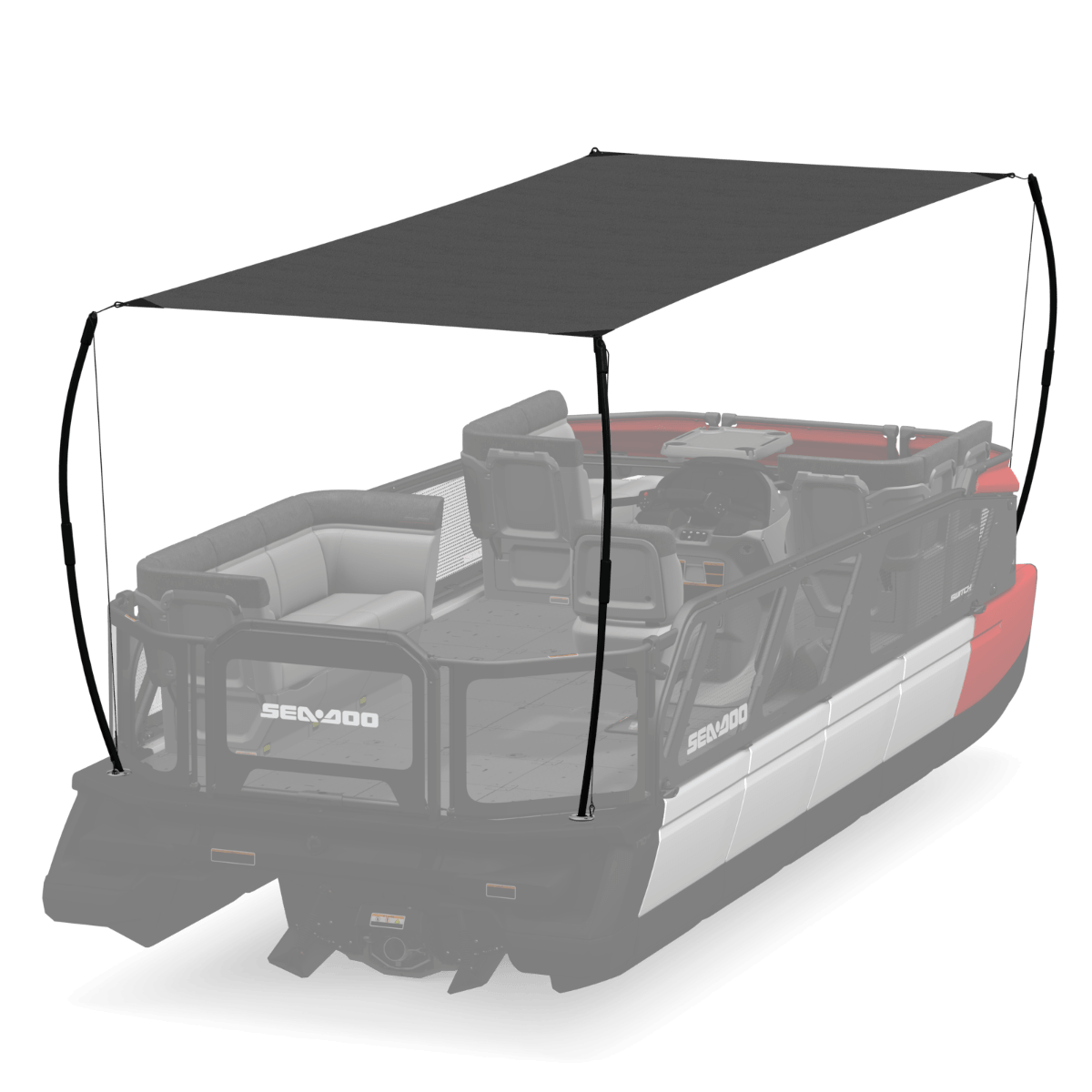 Sea-Doo Switch 19 pontoon sunshade canopy accessory installed on deck frame