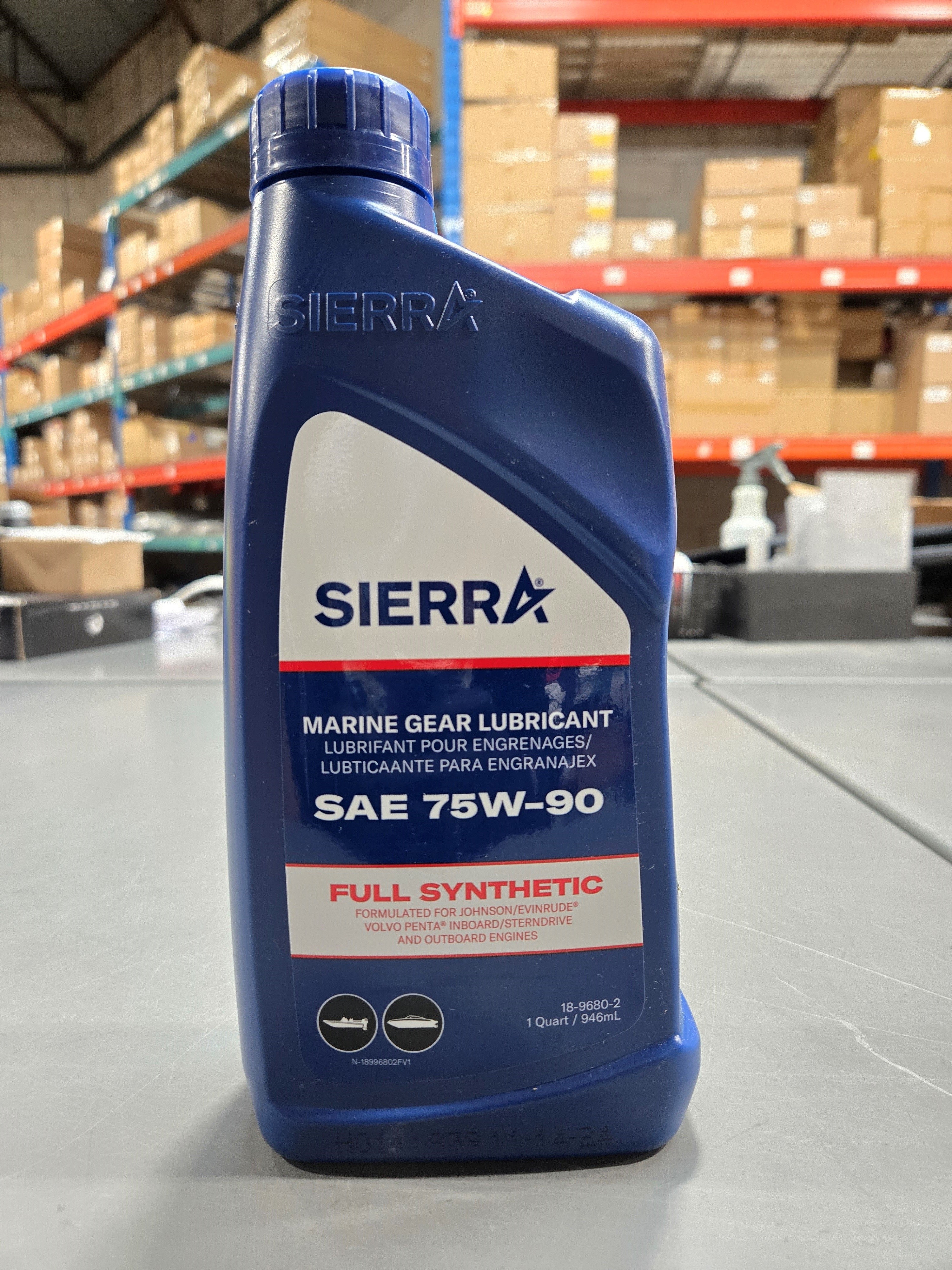 Sierra Full Synthetic Marine Gear Lubricant SAE 75W-90 for Johnson/Evinrude, 1 Quart, 18-9680-2