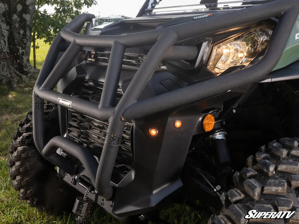SuperATV Can-Am Commander MAX Deluxe Self-Canceling Turn Signal Kit, front amber LED signals installed, TSK-CA-COM4-007