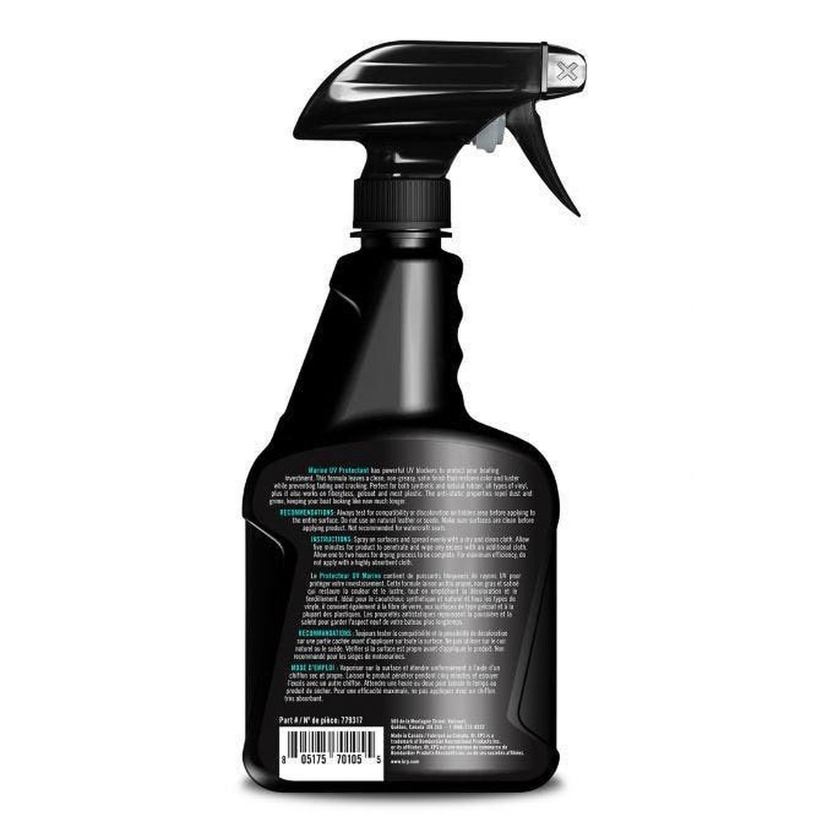 XPS Vinyl and Plastic UV Protectant 16 fl oz spray bottle back label, 9779317