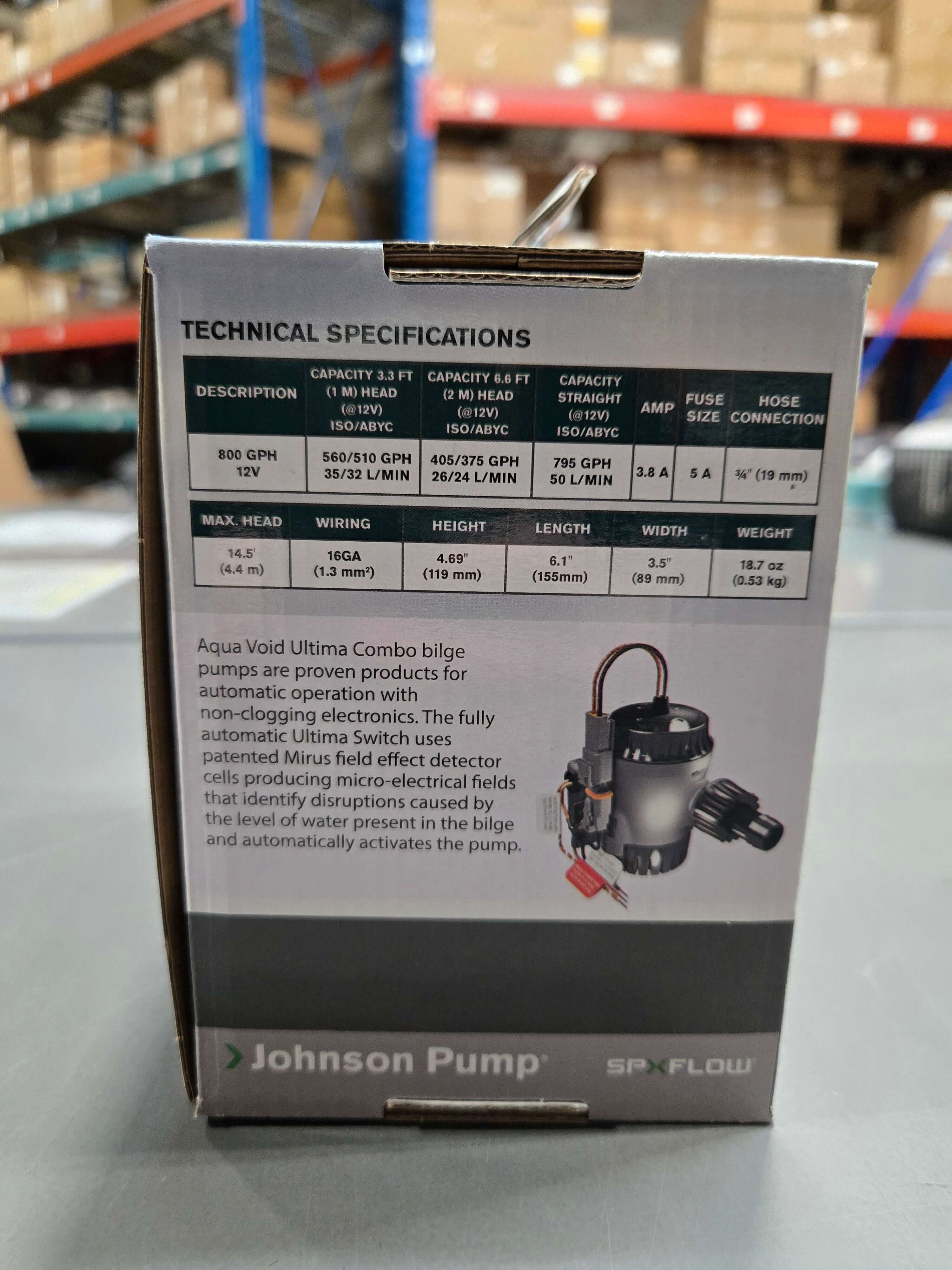 Johnson Pump Aqua Void Ultima Combo Bilge Pump 800GPH, 10-13636-01