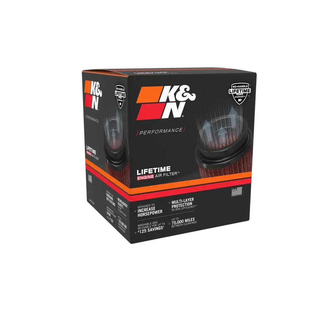 K&N air filter packaging on a white background