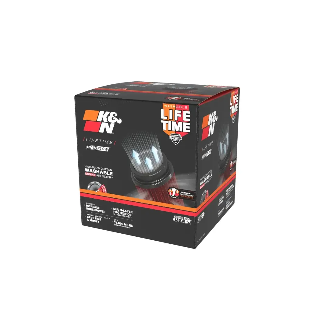 K&N air filter packaging on a white background