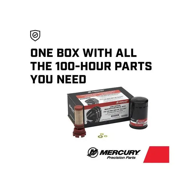 Mercury 100 hour maintenance kit with black text on white background