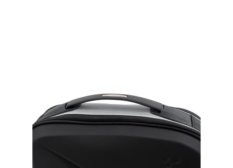 Can-Am Spyder RT semi-rigid rear side cargo bag close-up carrying handle detail