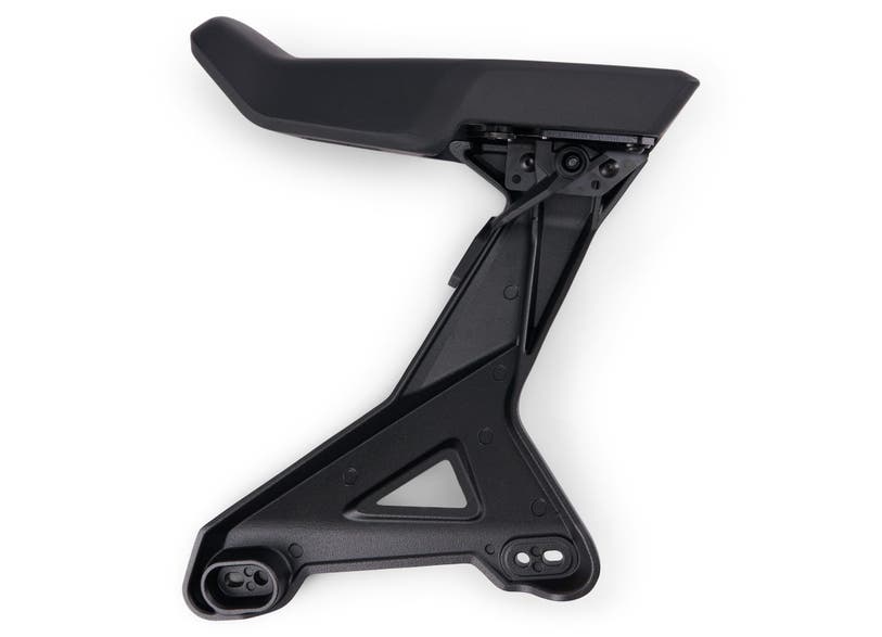 Black passenger armrest bracket assembly for Can-Am Spyder F3 models side view