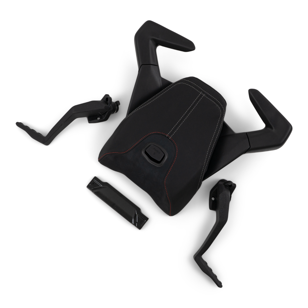 Can-Am Ryker passenger comfort seat kit with backrest brackets and armrests, black