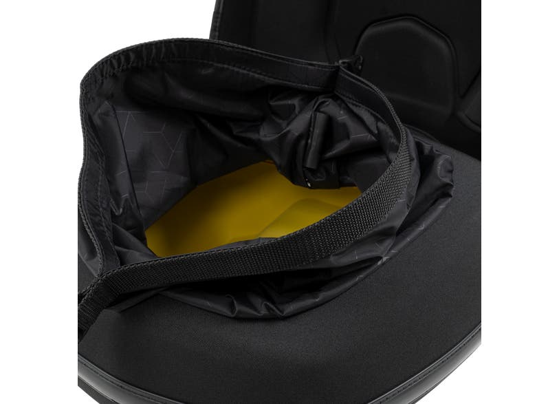 Can-Am Ryker LinQ Top Case 16L interior view with roll-top closure and yellow padded lining