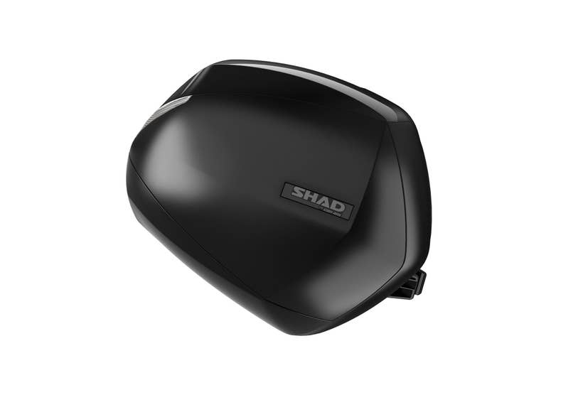 Can-Am Ryker SHAD hard saddlebag 36L black side case, angled view