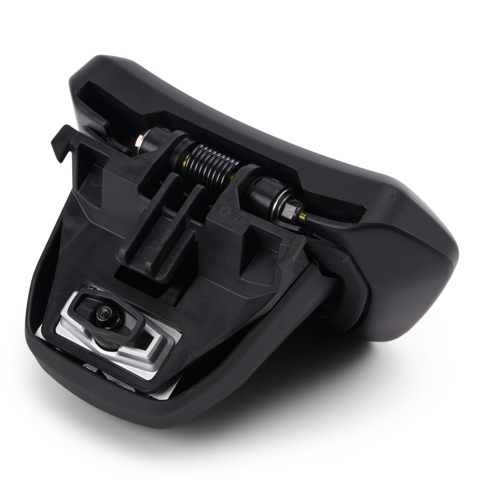 Can-Am Ryker driver backrest mounting bracket black underside view showing hardware