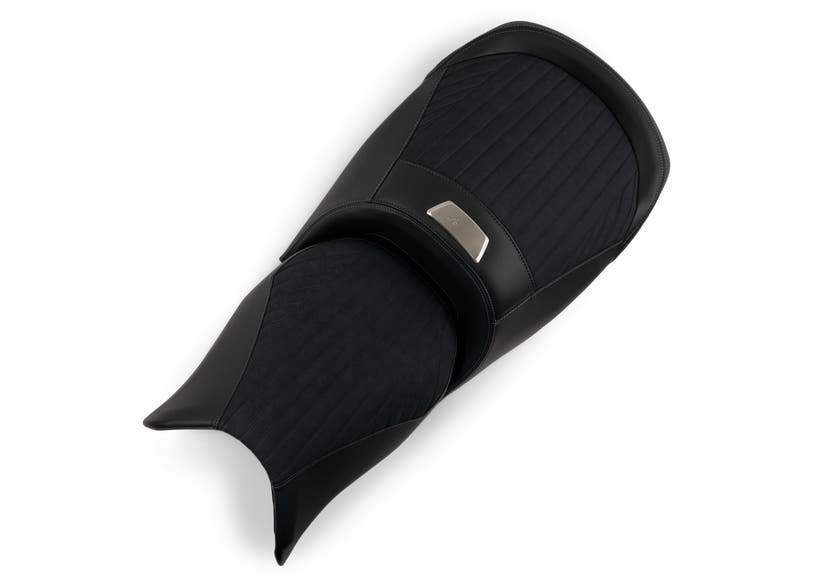 Black quilted Can-Am Spyder RT comfort seat 2020 and up top view