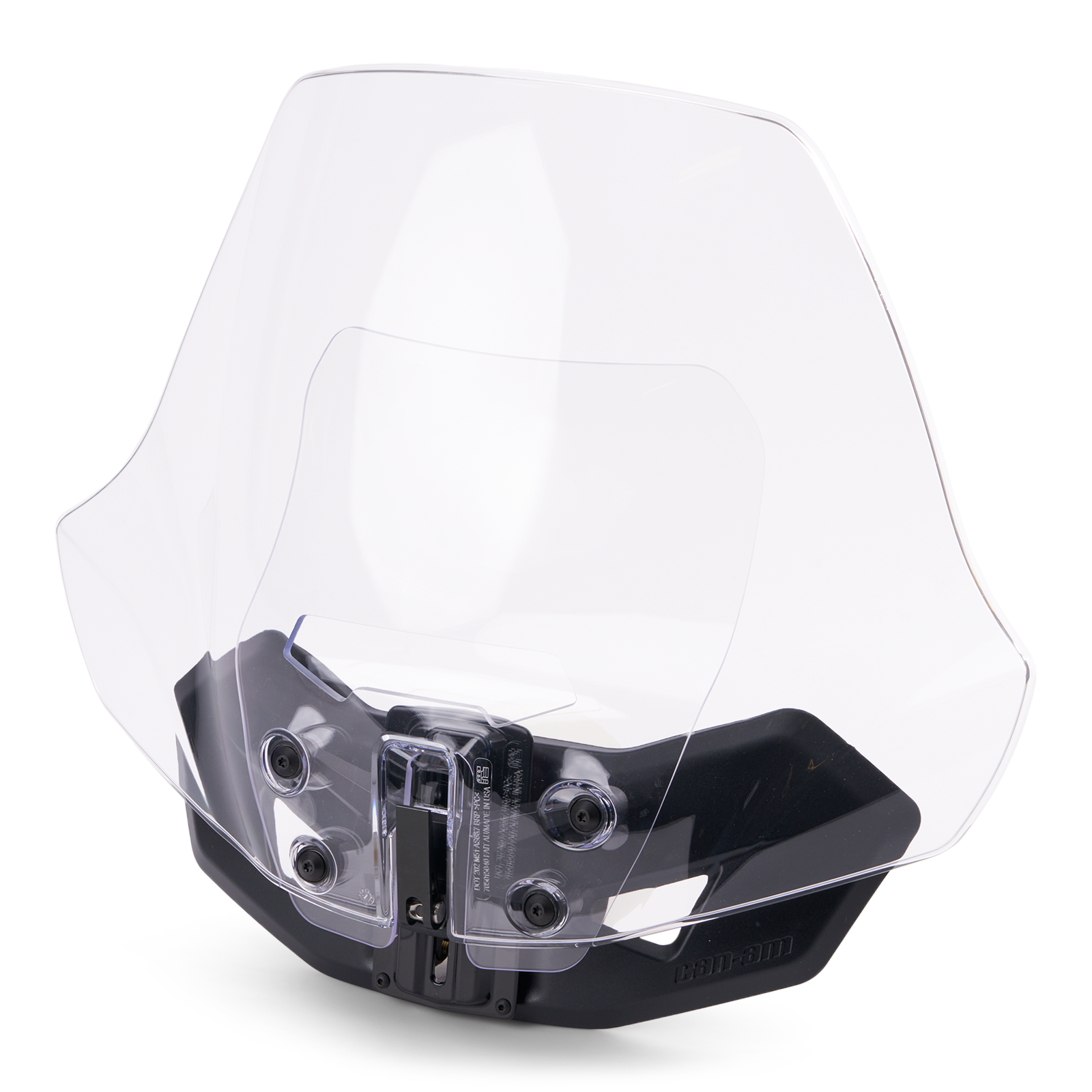 Can-Am Ryker adjustable sport windshield with clear polycarbonate shield and black mounting bracket