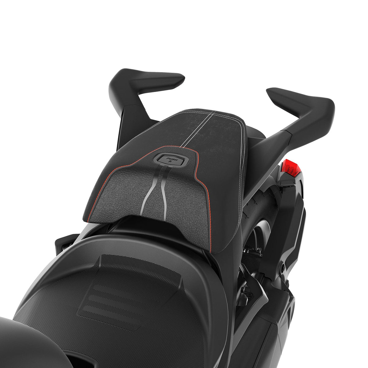 Can-Am Ryker Sport-style passenger comfort seat with handles installed