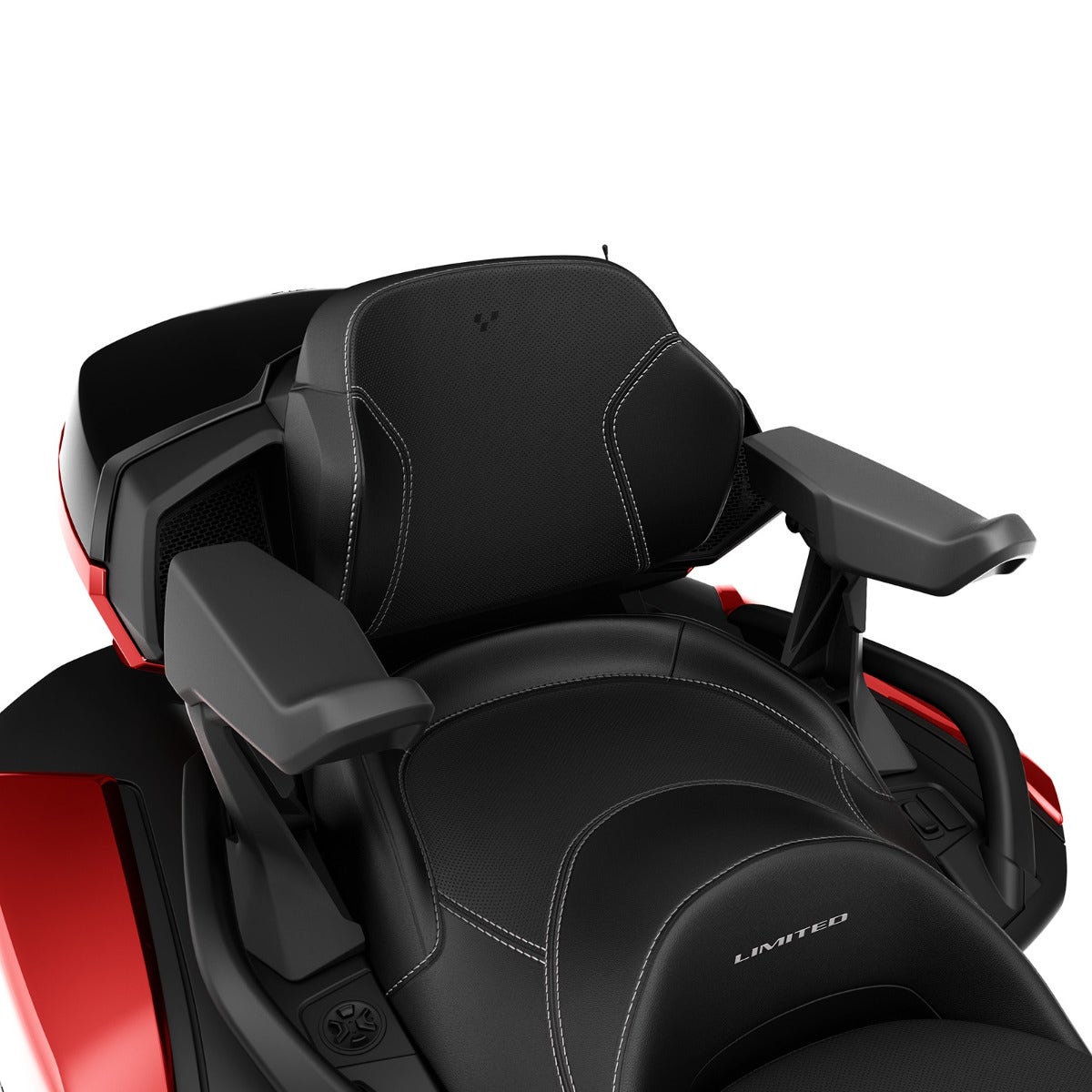 Can-Am Spyder RT passenger armrests installed on the passenger seat