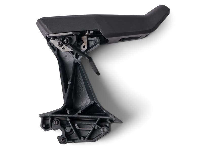 Can-Am Spyder passenger armrest black side profile view clearance part