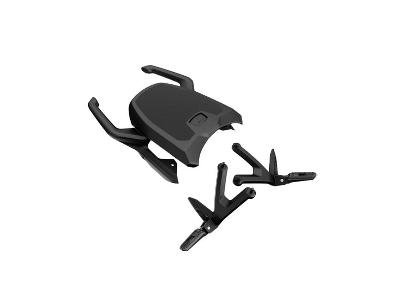 Can-Am Pulse black passenger seat with grab handles and folding footpegs kit for EV motorcycles