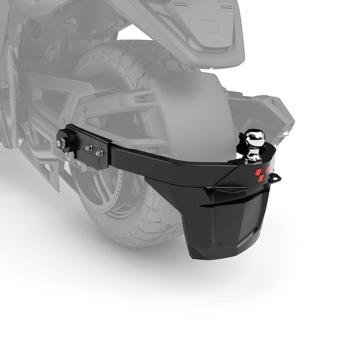 Can-Am Canyon trailer hitch installed with integrated mud flap