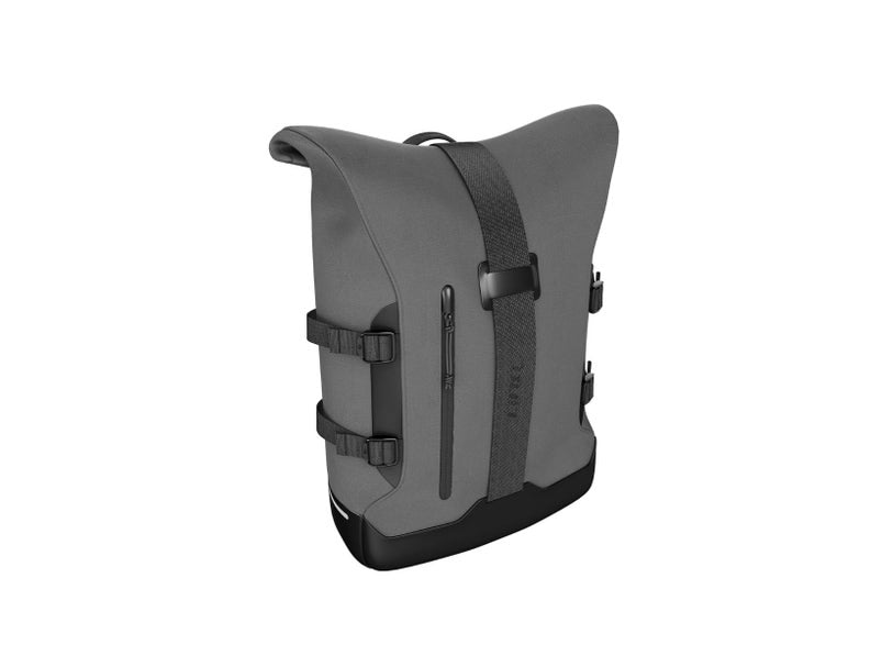 Can-Am Pulse LinQ 22L saddlebag gray roll-top design for EV motorcycles