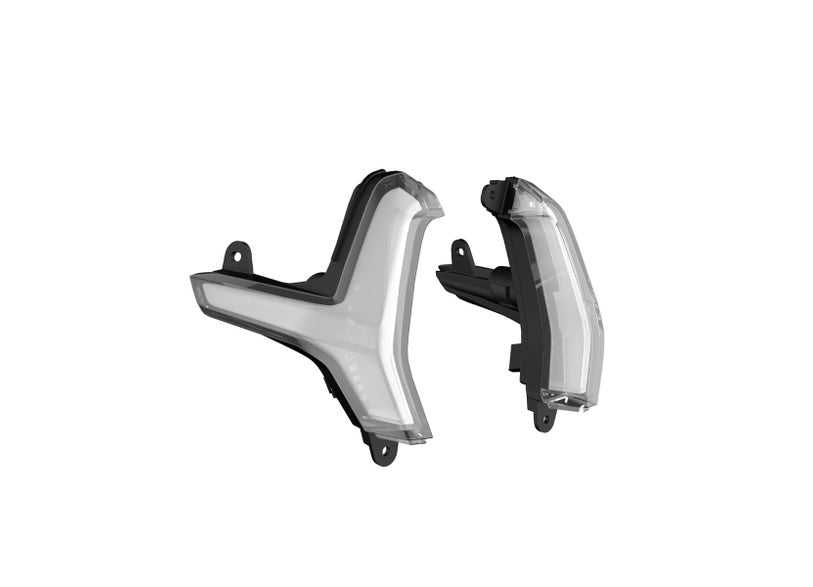 Can-Am Pulse front position lamp set for EV motorcycles, clear lens LED turn signal light housings