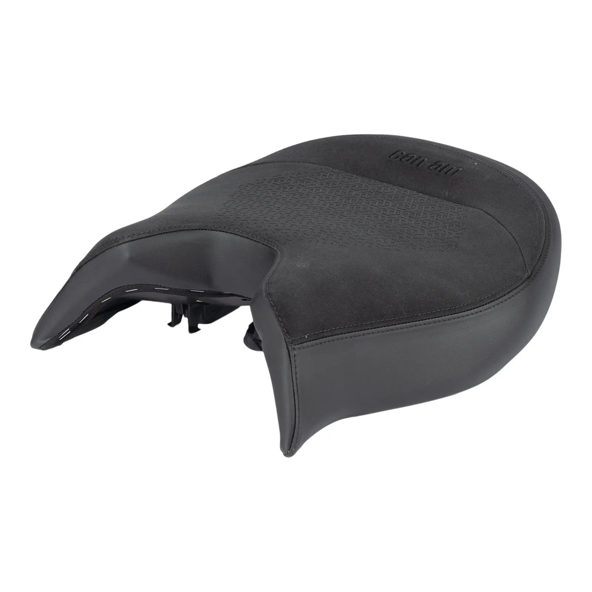 Can-Am Ryker heated comfort seat side view, premium vinyl and suede