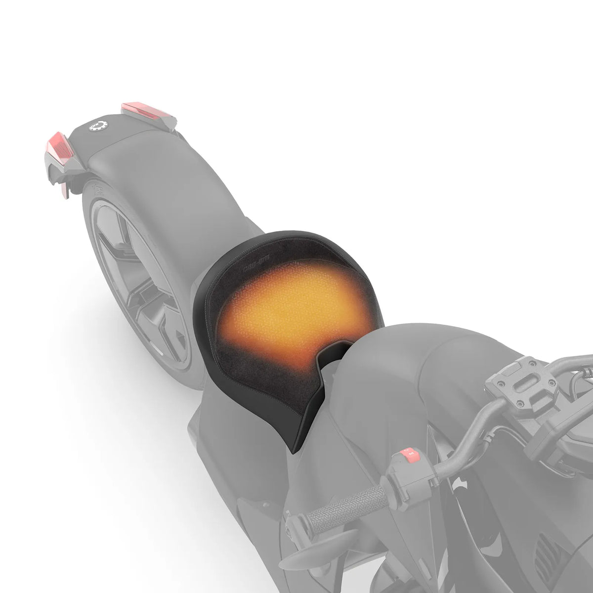 Can-Am Ryker heated comfort seat installed, heating zone highlighted