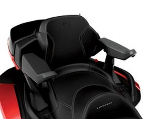 Can-Am Spyder RT passenger armrests installed on the passenger seat