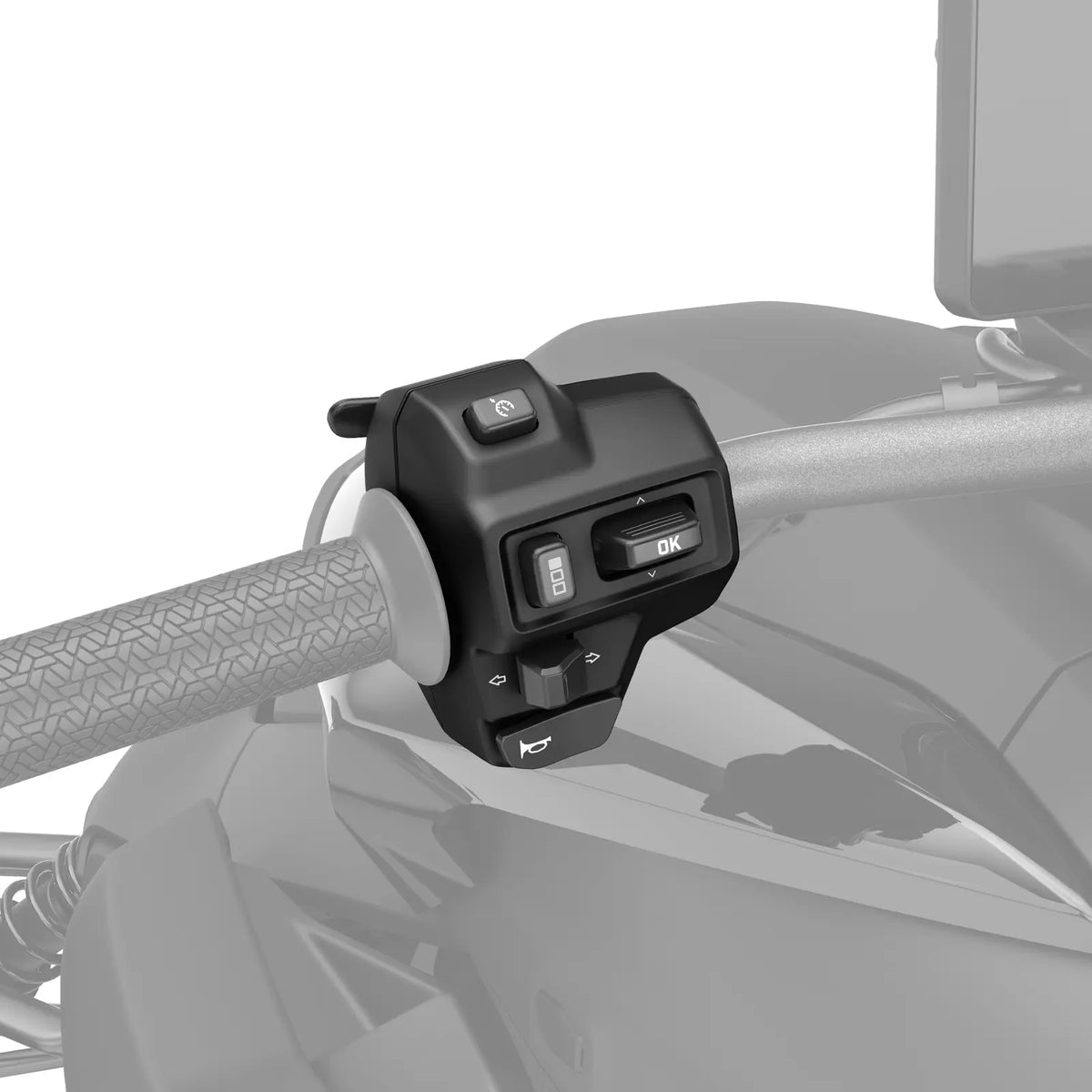Can-Am Ryker 2027 cruise control button installed on left handlebar controls