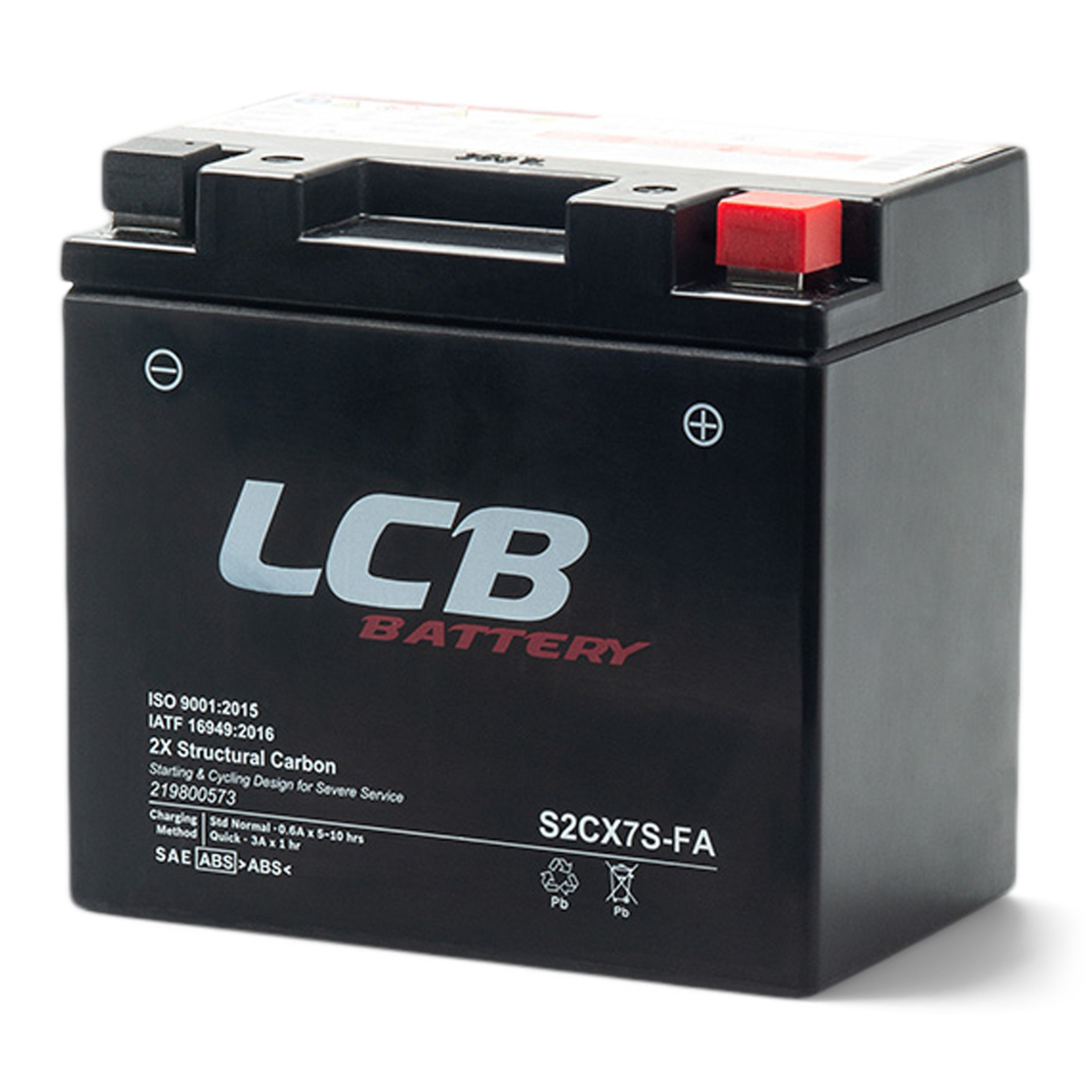 Can-Am Sea-Doo LCB S2CX7S-FA 12V 6Ah maintenance-free battery front view