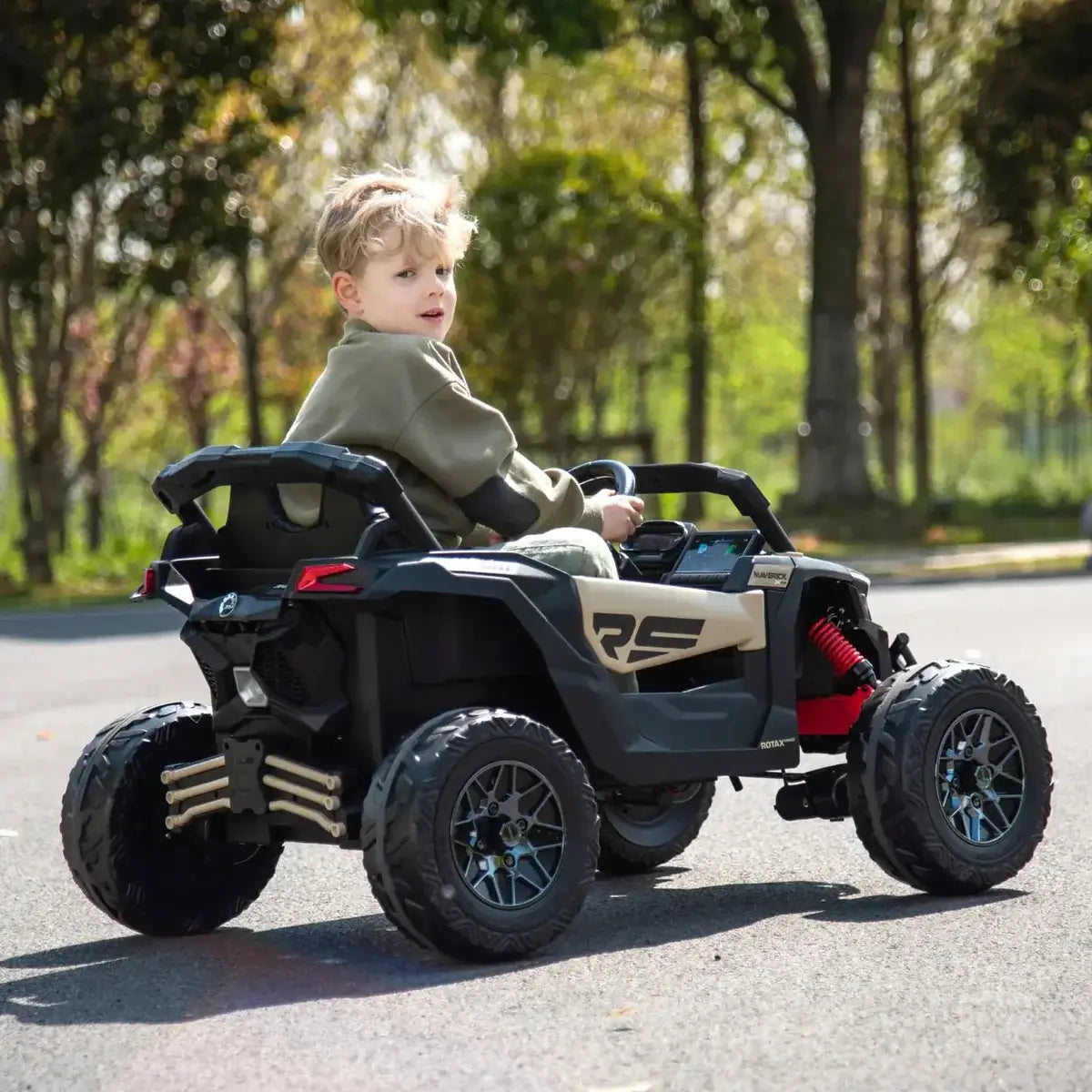 Can Am Maverick 24V 1-Seater UTV - Kids Electric Ride-On, KHAKI, FR7590-KHAKI