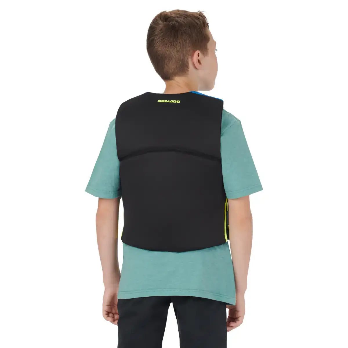 Child with youth life jacket on