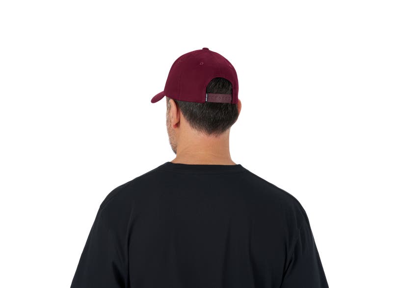 Can-Am On-Road unisex Flex Fit Signature Cap in maroon, rear view worn on model