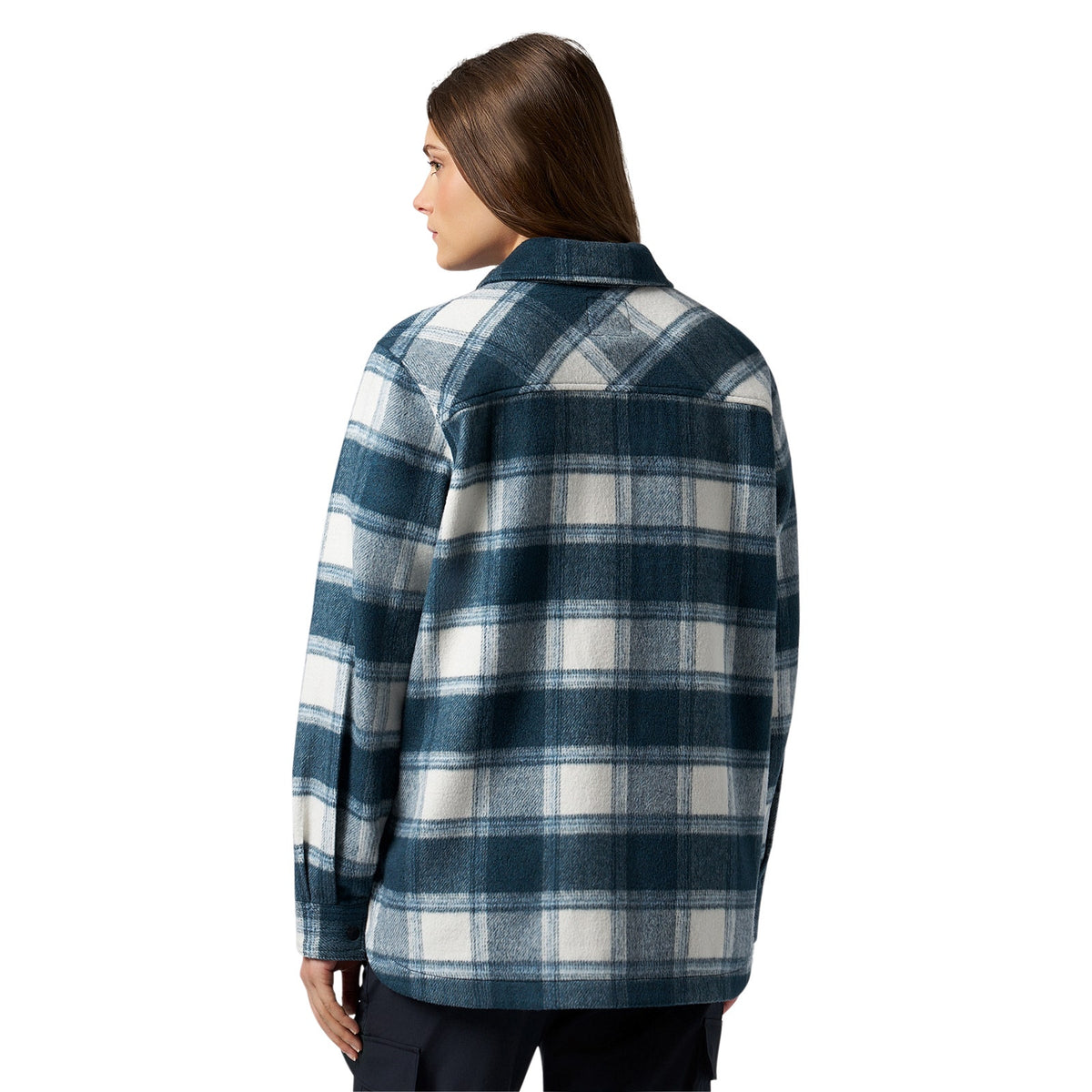 Ski-Doo Women's Plaid Overshirt in Denim Blue 288123, back