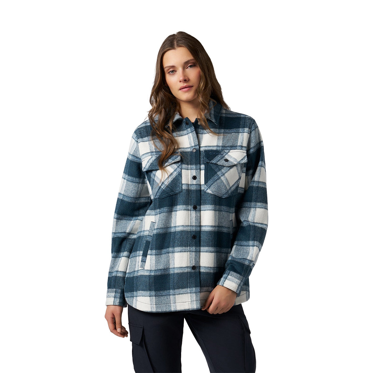 Ski-Doo Women's Plaid Overshirt in Denim Blue, 288123