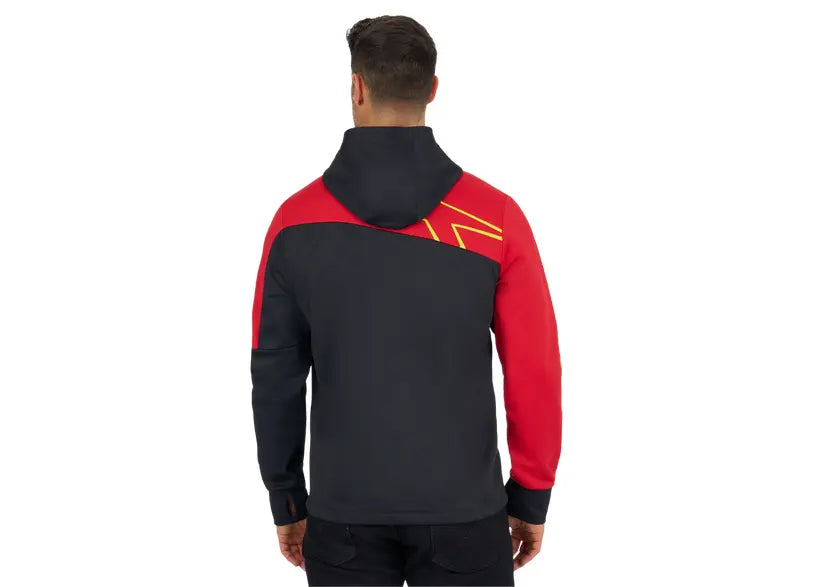 Ski-Doo Men's X-Team Edition Sno-X Zip-up hoodie black red back view with hood, 288191