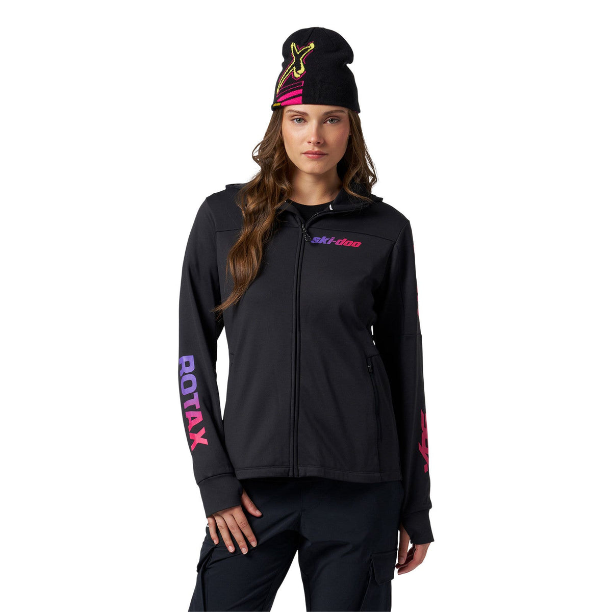 Ski-Doo Women's X-Team Edition Sno-X Zip-Up in Black with Graphics, detail