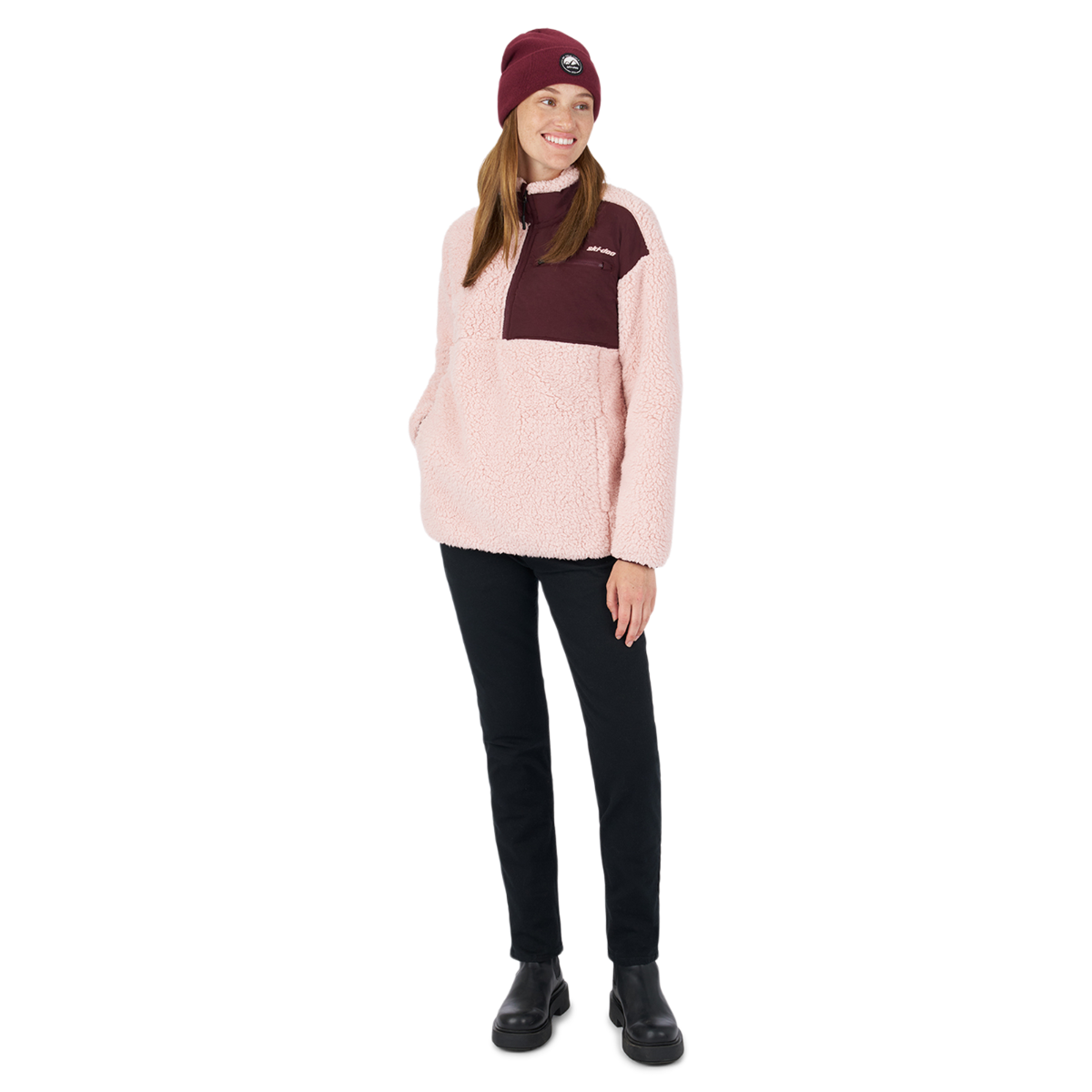 Ski-Doo Women's 1/4 zip Sherpa Fleece - Pink M