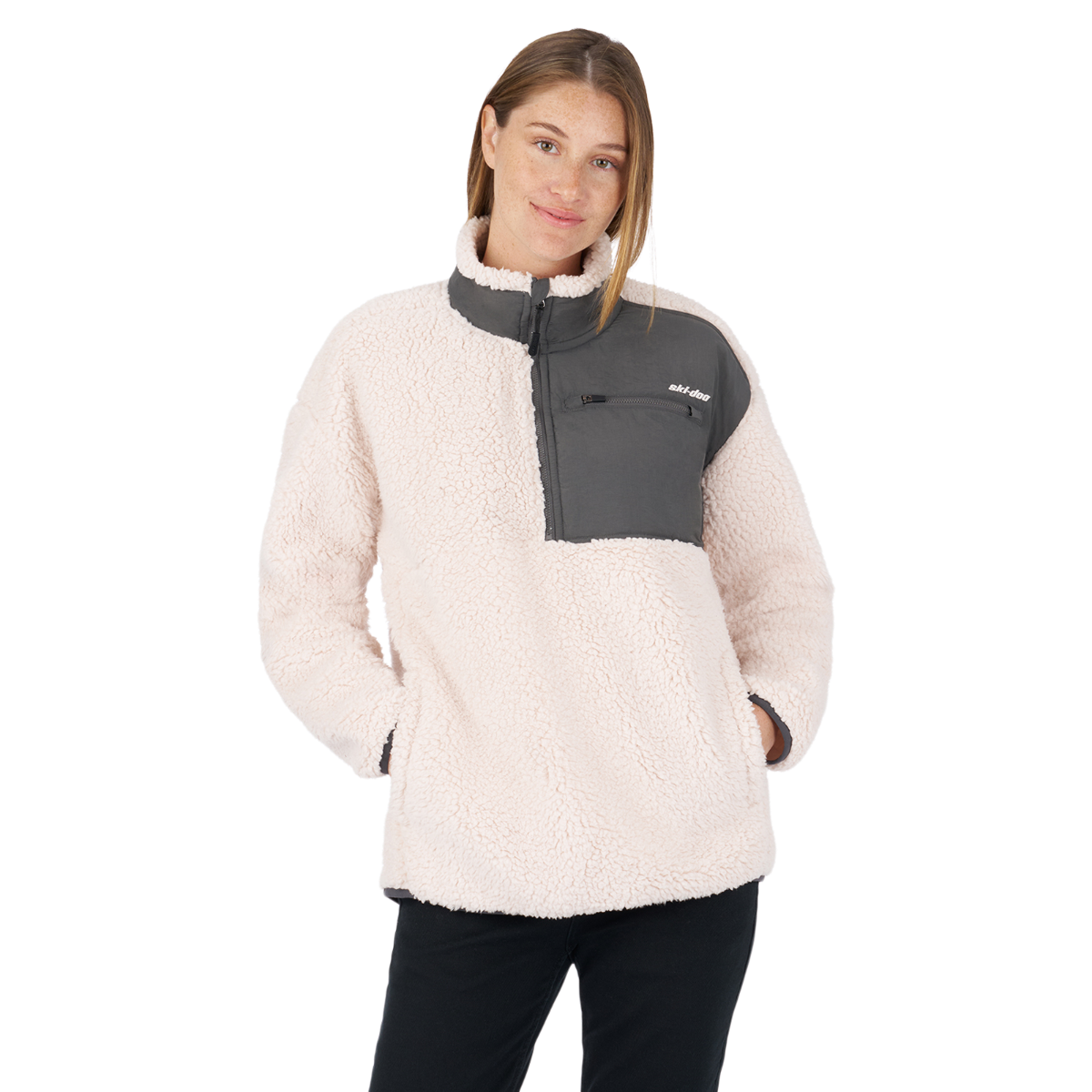 Ski-Doo Women's 1/4 zip Sherpa Fleece - Ivory M