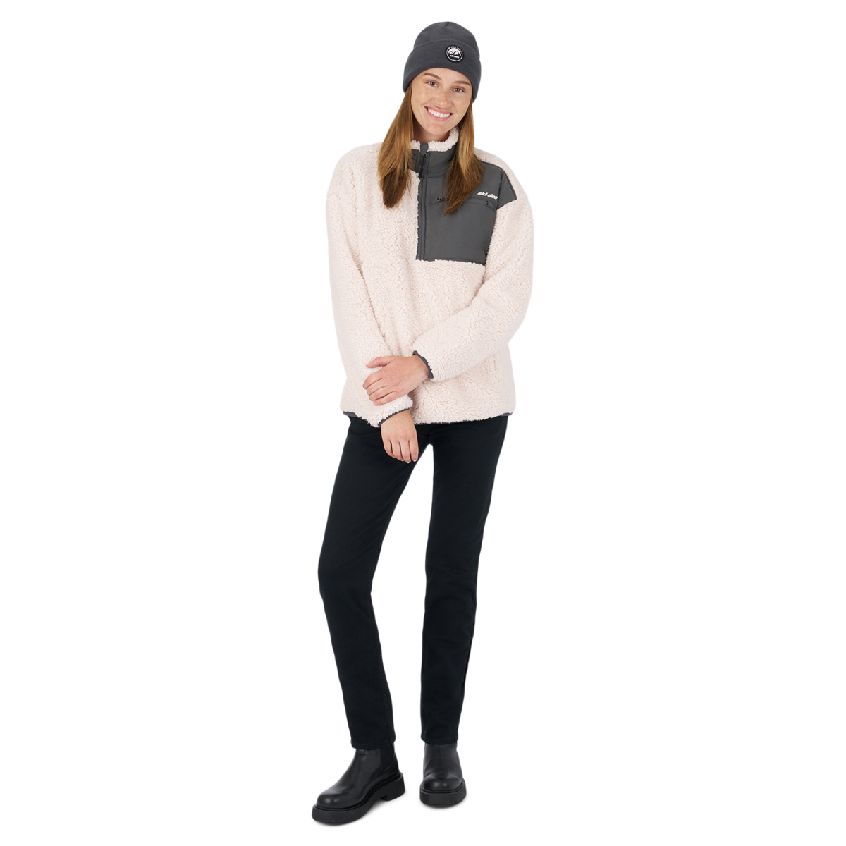 Ski-Doo Women's 1/4 zip Sherpa Fleece - Ivory M