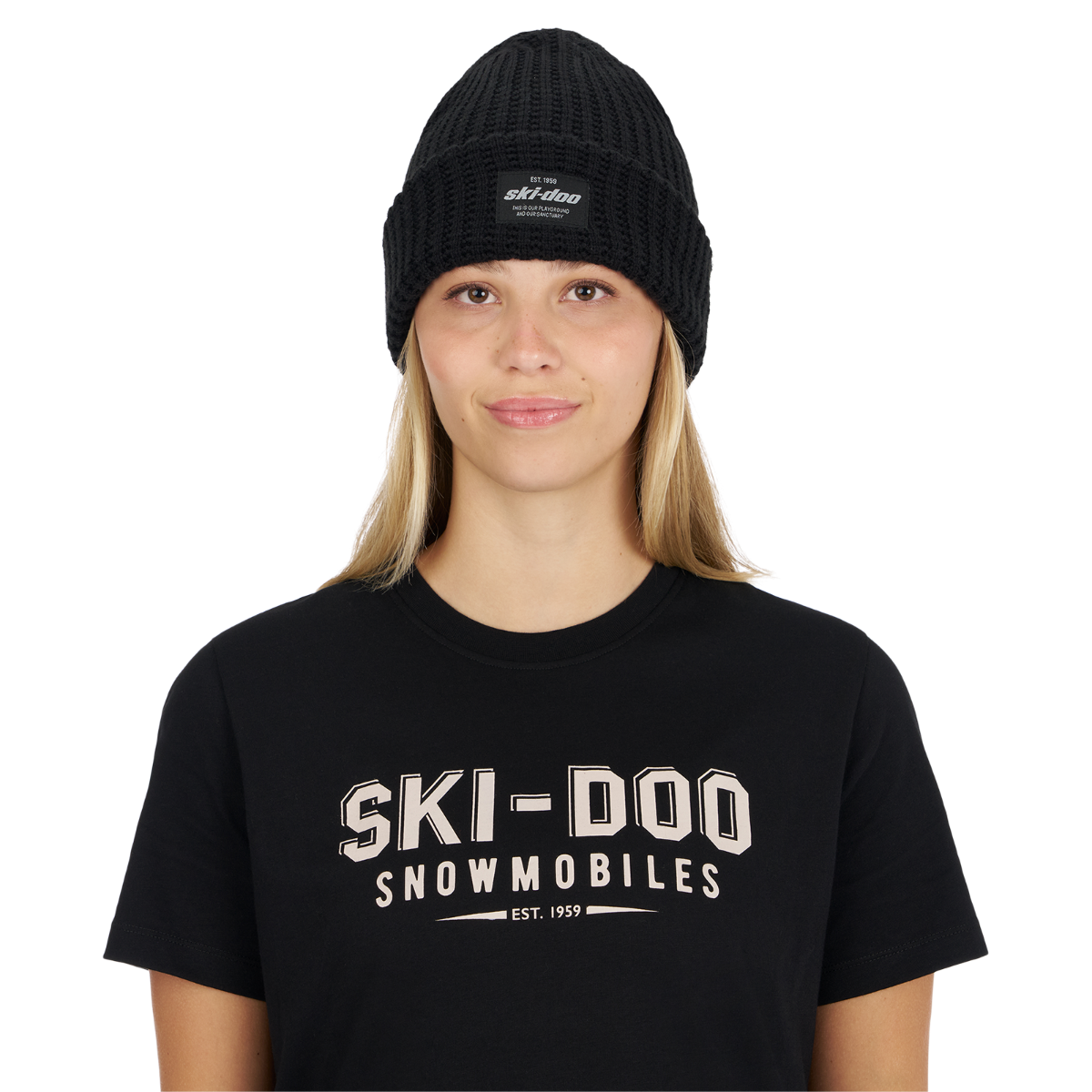 Ski-Doo Unisex Chunky Beanie in Black, side view