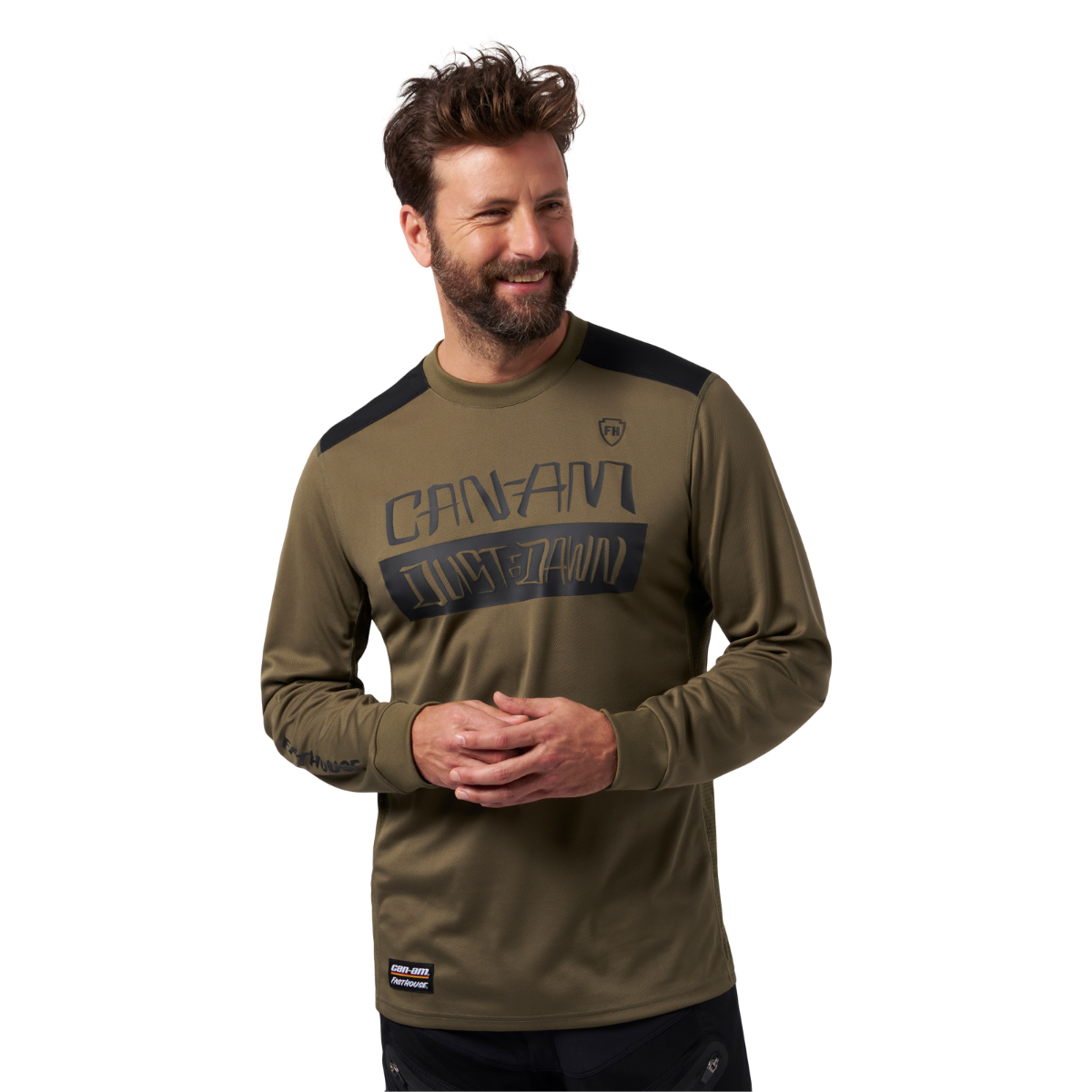 Can-Am x Fasthouse Men's Dust Jersey Army Green, front